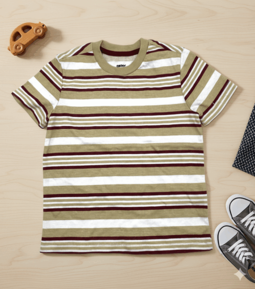 DKNY Boys Maroon Stripes T-Shirt