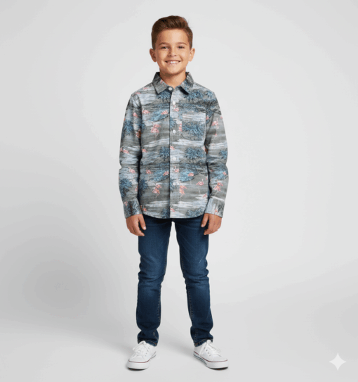 Place Boys Flamingo Print Casual Shirt