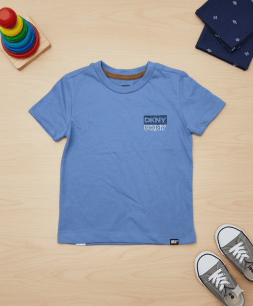 DKNY Boys Double Logo T-Shirt Sky Blue