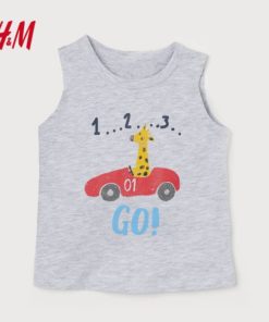 H&M LIGHT GREY GIRAFFE PRINTED TANK TOP