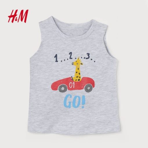 H&M LIGHT GREY GIRAFFE PRINTED TANK TOP