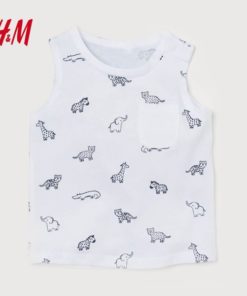 H&M KID'S WHITE ANIMALS PRINTED TANK TOP