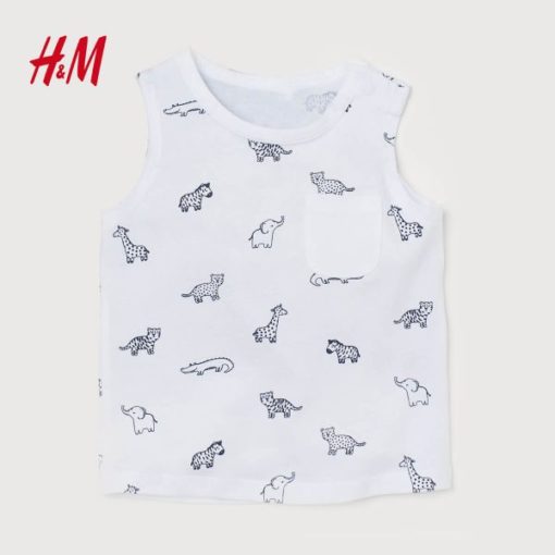 H&M KID'S WHITE ANIMALS PRINTED TANK TOP