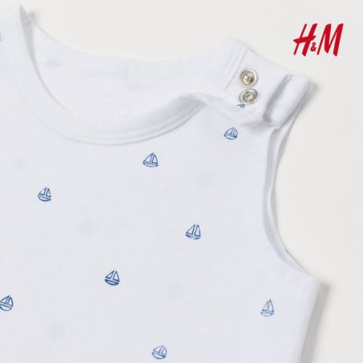 H&M KID'S WHITE SAILING BOATS PRINTED TOP - Image 2