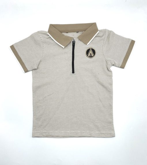 George Textured Half Zip Polo Beige - Image 12