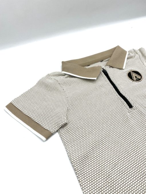 George Textured Half Zip Polo Beige - Image 2