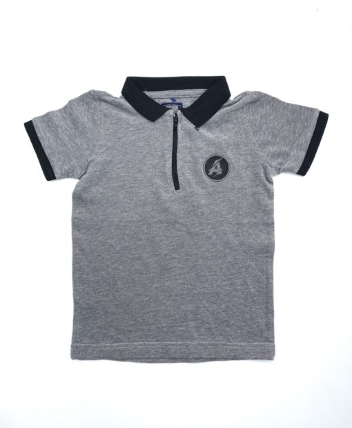 Next Half Zip Grey/Black Textured Polo