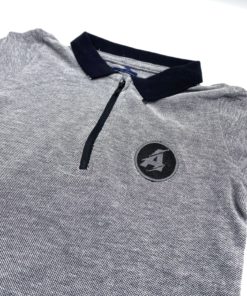 Alternative view of Next Half Zip Grey/Black Textured Polo