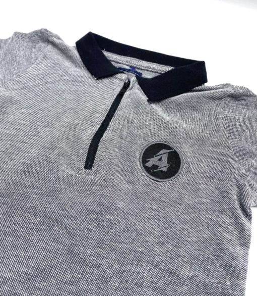 Next Half Zip Grey/Black Textured Polo - Image 2