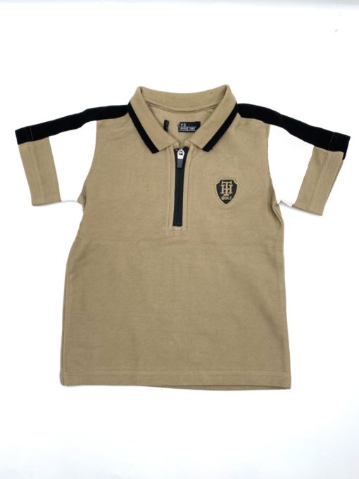 TH Golf Boys Zip Placket Polo Khaki
