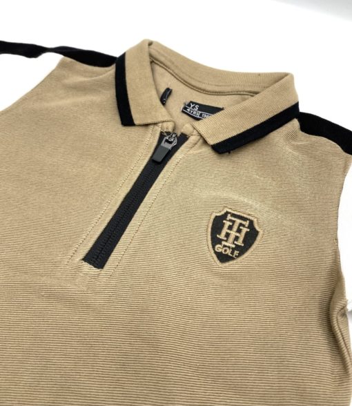 TH Golf Boys Zip Placket Polo Khaki - Image 2