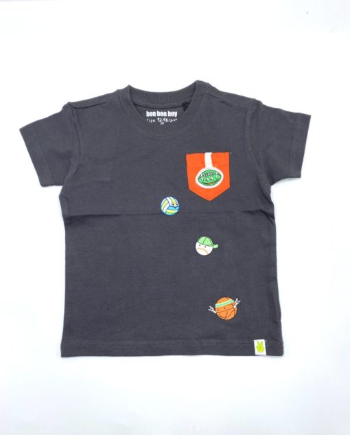 BON BOB Boy Textured Charcoal T-Shirt