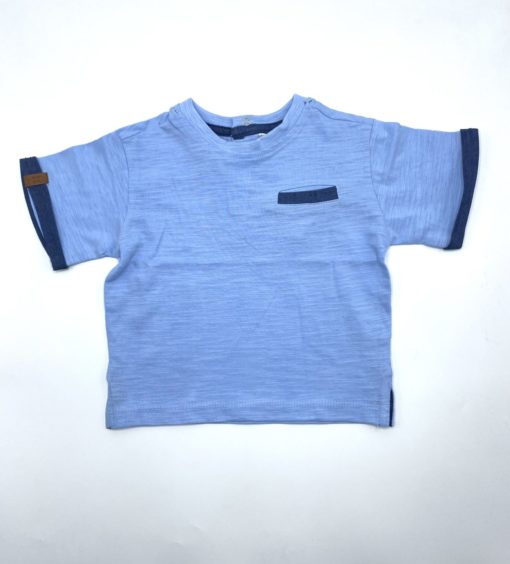 Prenatal Plain Sky Blue Tee With Front Pocket