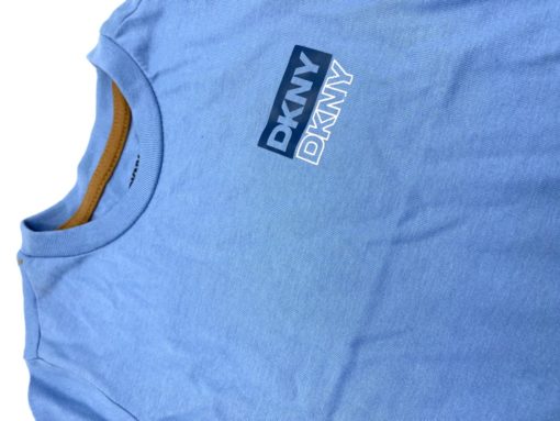 DKNY Boys Double Logo T-Shirt Sky Blue - Image 2