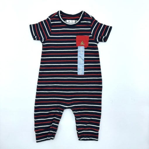 BABY GAP STRIPES ROMPER WITH RED POCKET 12