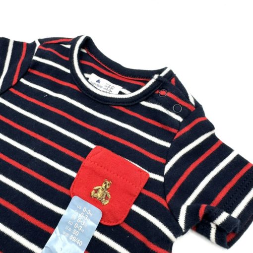 BABY GAP STRIPES ROMPER WITH RED POCKET 12 - Image 2