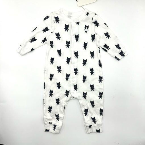 BABY GAP ALL OVER CAT LOGO WITH BUTTON CLOSER ROMPER 4