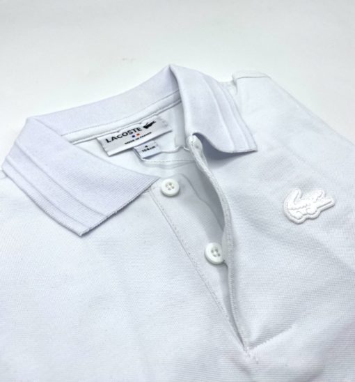 Lacoste Boys Stretch Pique Polo White - Image 2