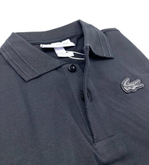 Lacoste Boys Stretch Pique Polo Black - Image 2