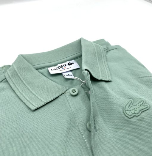 Lacoste Boys Stretch Pique Polo Linen Green - Image 2