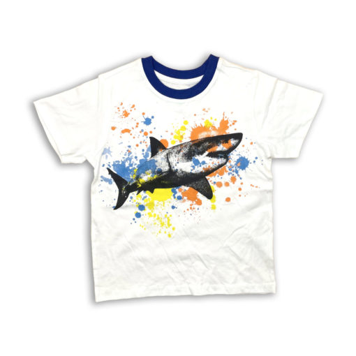 Maximus Rex Kids Mutli Art Shark White T-Shirt