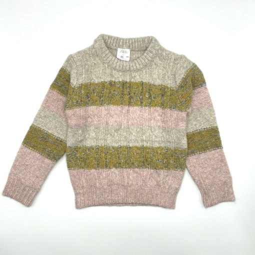 ZARA Kids Striped Wool Sweater - Off White