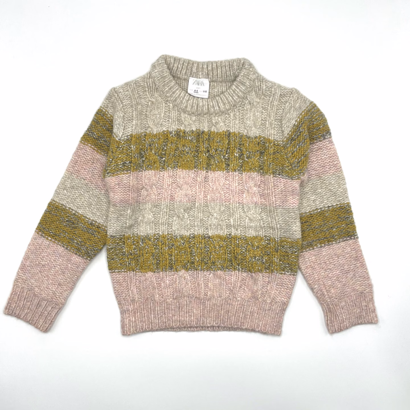 ZARA Kids Striped Wool Sweater - Off White