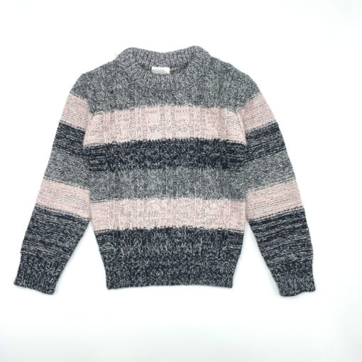 ZARA Kids Striped Wool Sweater - Grey/Pink