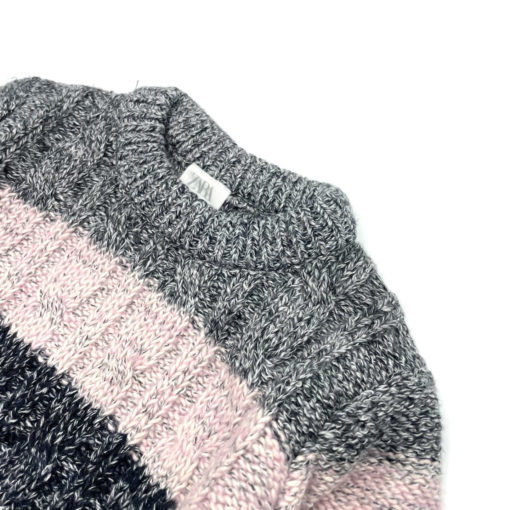 ZARA Kids Striped Wool Sweater - Grey/Pink - Image 2