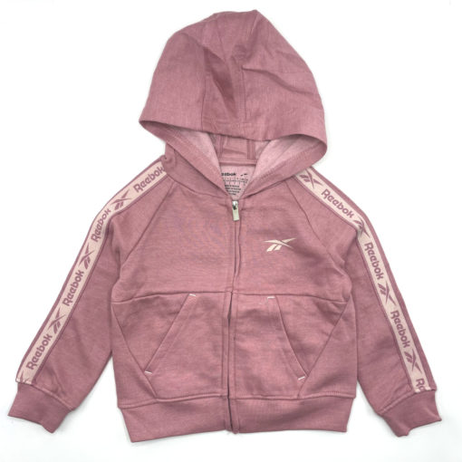 REEBOK KIDS TAPE SHOULDER ZIPPER HOODIE - PINK