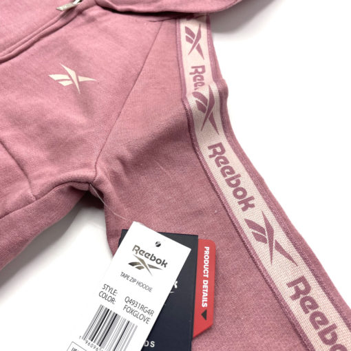 REEBOK KIDS TAPE SHOULDER ZIPPER HOODIE - PINK - Image 2