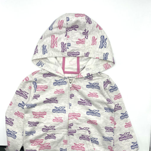 REEBOK KIDS MULTI REPEAT LOGO ZIPPER HOODIE - WHITE - Image 3