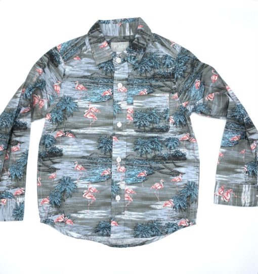 Place Boys Flamingo Print Casual Shirt - Image 3
