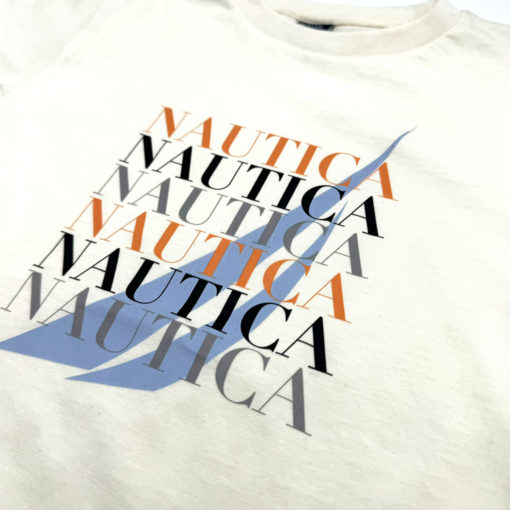 Nautica Boy's Repeated Logo T-Shirt Ash White - Image 2
