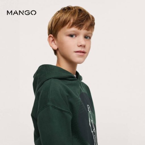 MANGO BOYS DARK GREEN SKATE PRINTED HOODIE - Image 4