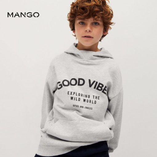 MANGO BOYS MEDIUM GREY GOOD VIBES HOODIE - Image 2