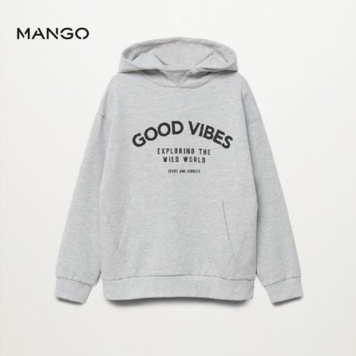 MANGO BOYS MEDIUM GREY GOOD VIBES HOODIE