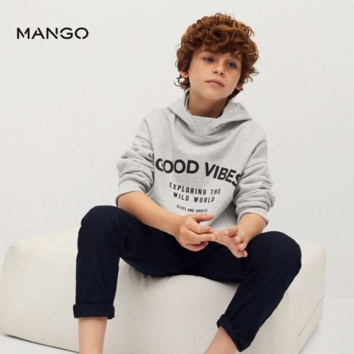 MANGO BOYS MEDIUM GREY GOOD VIBES HOODIE - Image 3