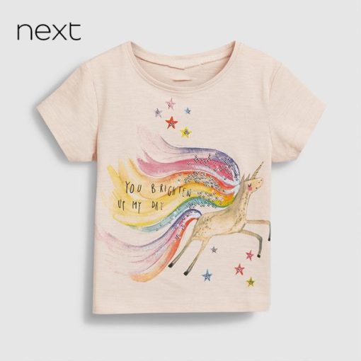NEXT Girl's PINK BRIGHTEN UP MY DAY T-SHIRT - Image 3
