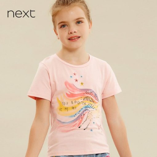 NEXT Girl's PINK BRIGHTEN UP MY DAY T-SHIRT
