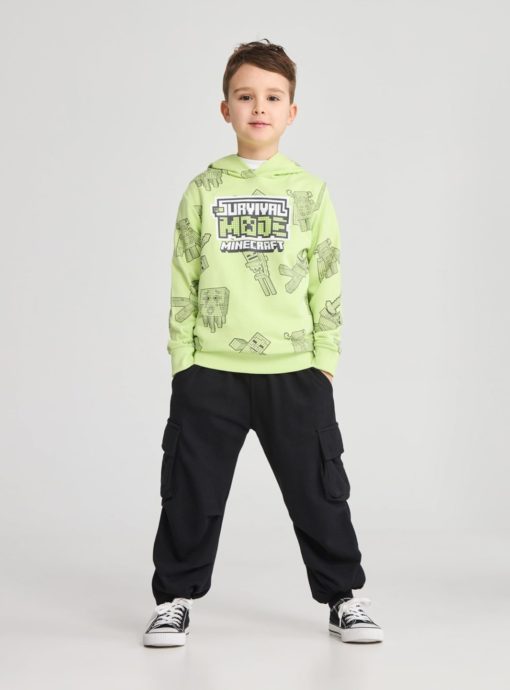 Terranova Hoodie with Minecraft print Lime light