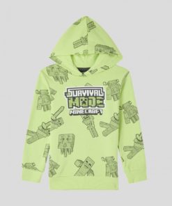 Alternative view of Terranova Hoodie with Minecraft print Lime light
