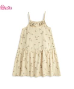 SO CUTE BROWN TREES PRINTED SLEEVELESS DRESS
