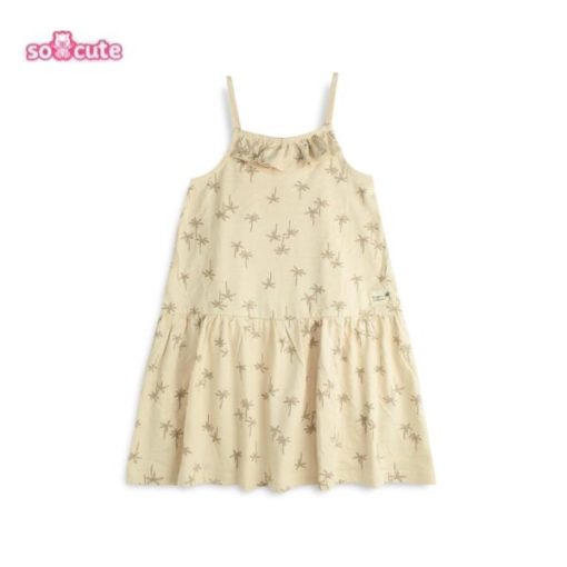 SO CUTE BROWN TREES PRINTED SLEEVELESS DRESS