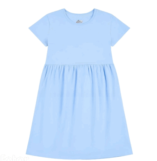H&M Girl's Plain Cotton Frock Sky Blue