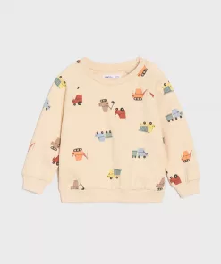Sinsay Baby Small Vehicle Printed Fleece Sweatshirt