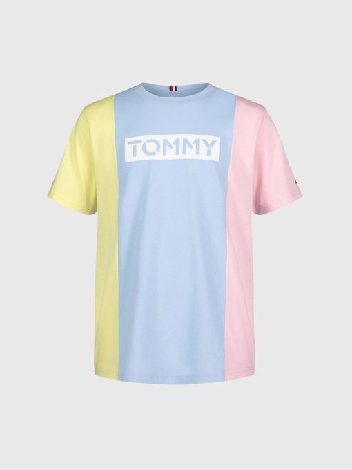 TOMMY HILFIGER BIG KIDS' STENCIL COLORBLOCK T-SHIRT