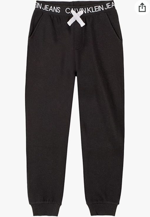CALVIN KLEIN KIDS LOGO WAISTBAND FLEECE JOGGER - BLACK