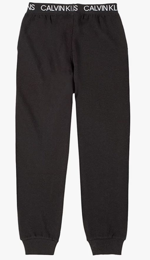 CALVIN KLEIN KIDS LOGO WAISTBAND FLEECE JOGGER - BLACK - Image 2