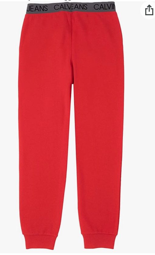 CALVIN KLEIN KIDS LOGO WAISTBAND FLEECE JOGGER - RED - Image 2